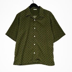 GU Open Collar Shirt Geometric Green size M